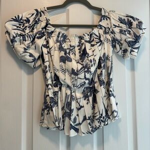 Antonio Melani Blue Floral Blouse w Zipper